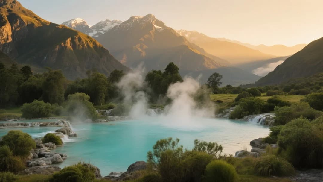Vista panorámica de los Baños Termales de Cocalmayo rodeados de vegetación