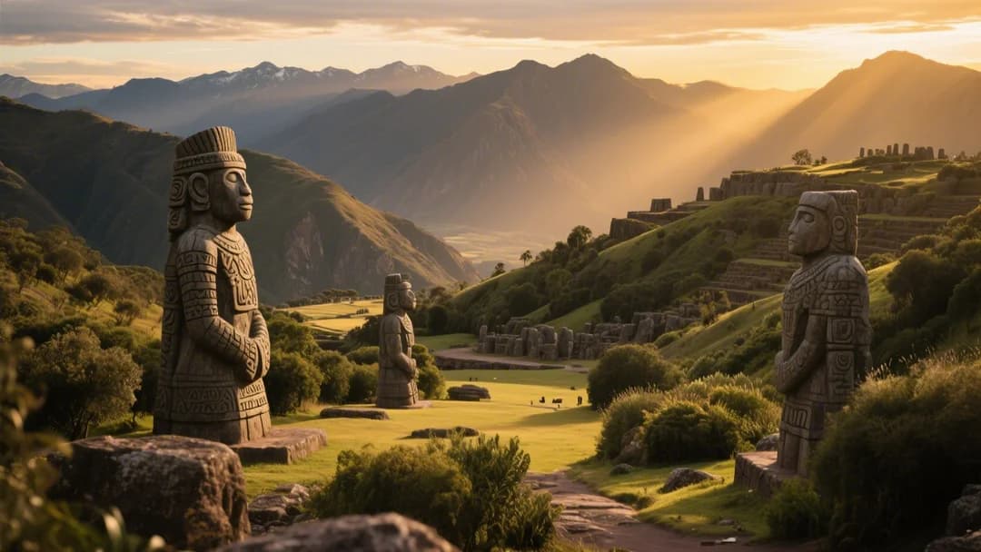 Vista panorámica del Parque de los Ents en Cusco con esculturas mitológicas y miradores