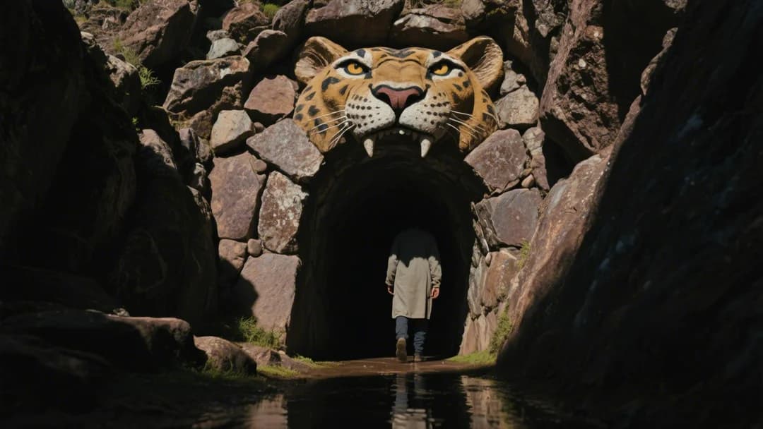 Entrada al túnel de la Morada de los Dioses a través de la Boca del Puma.