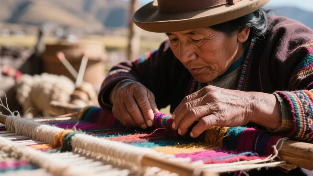 Demostración de tejido tradicional en Chinchero