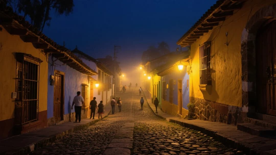 Cuesta de San Blas iluminada por la noche