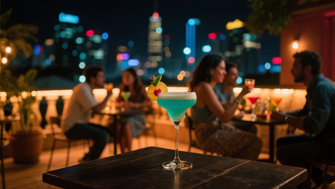 Vista nocturna desde el restobar Limbus en Cusco