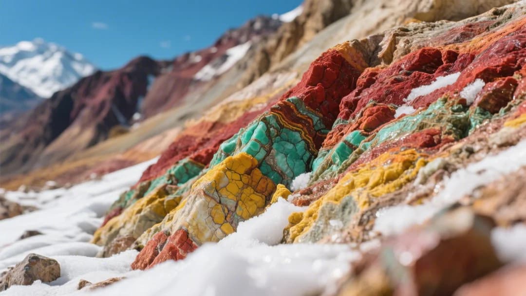 Vista cercana de los colores minerales de la Montaña de 7 Colores en Cusco.