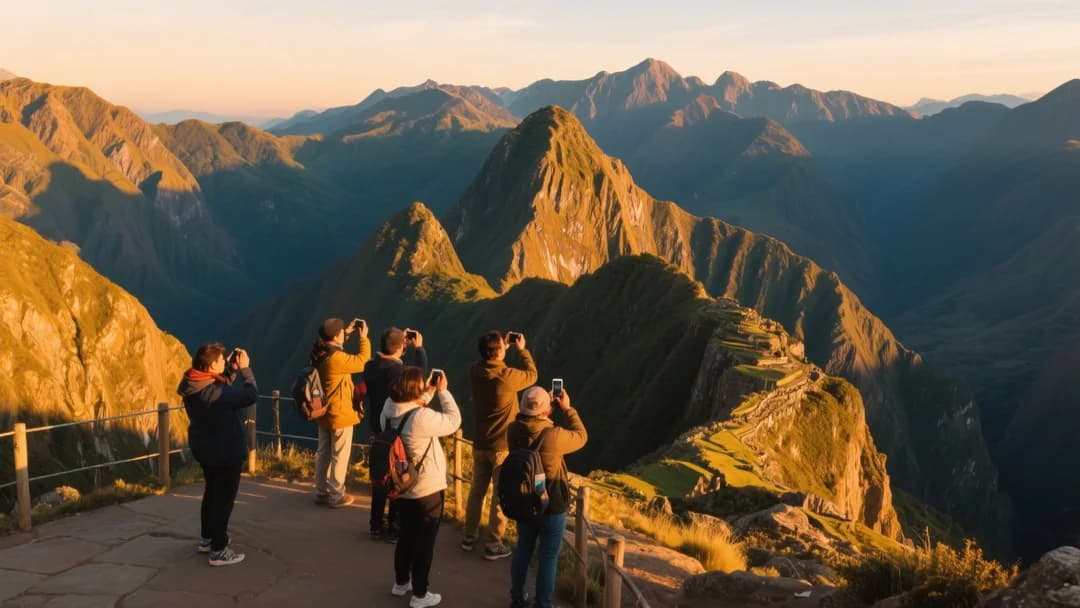 Turistas disfrutando de la vista en Pallay Punchu.