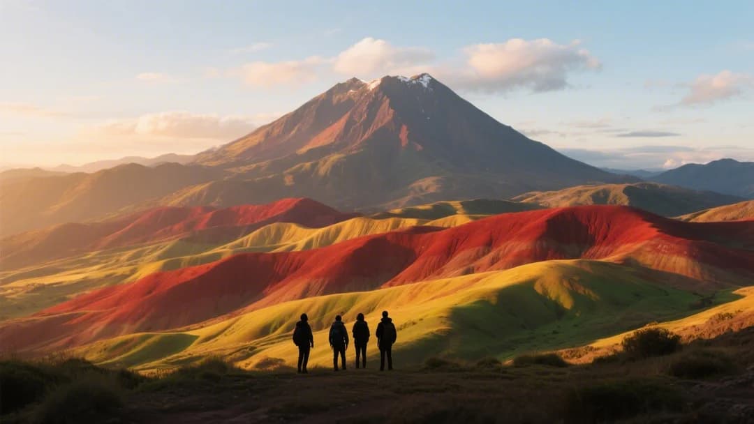 Vista panorámica de la montaña de colores Pallay Punchu en Cusco, Perú.