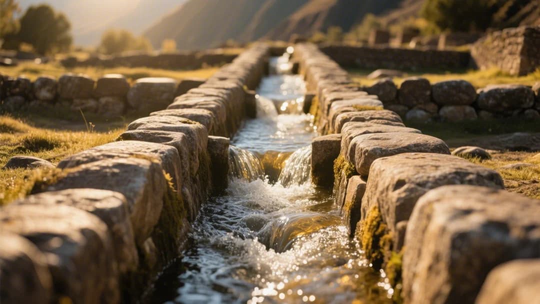 Fuentes de agua y gradas incas en Kallachaca