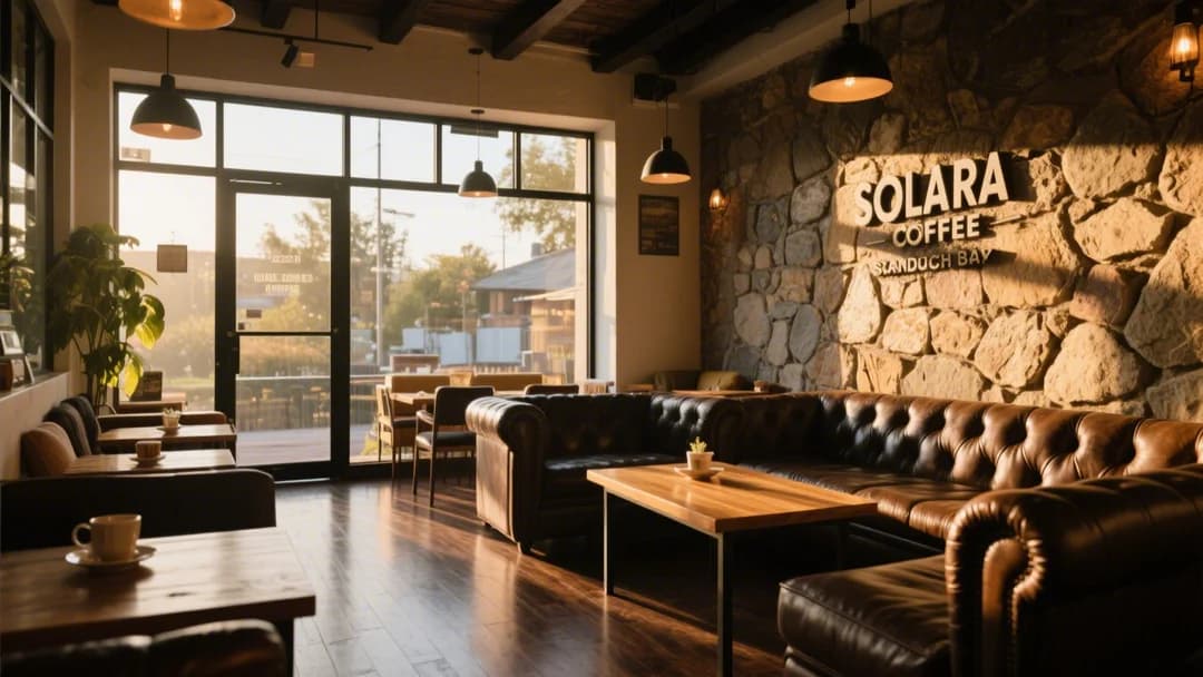 Interior acogedor de Solara Coffee & Sandwich Bar en Cusco.