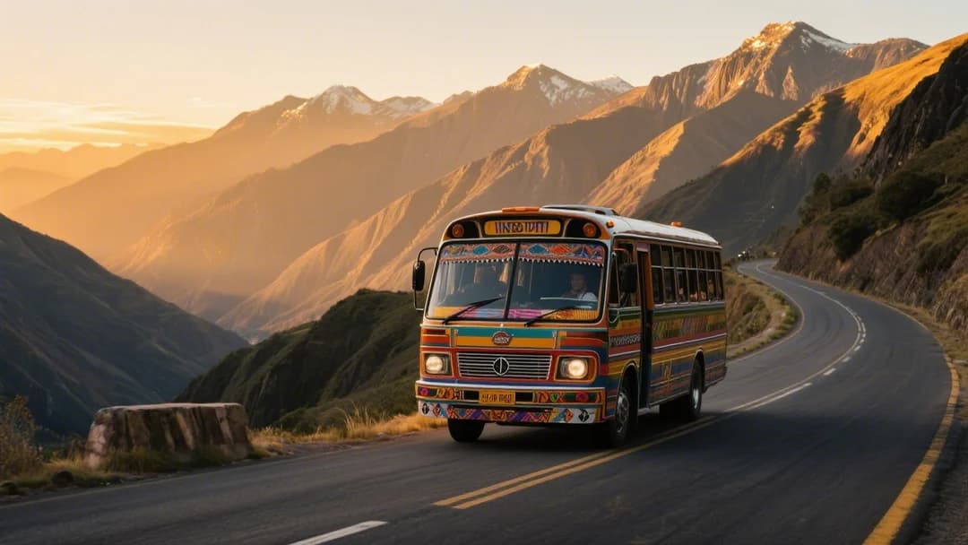 Colectivo típico andino en ruta hacia Muñapata desde Cusco.