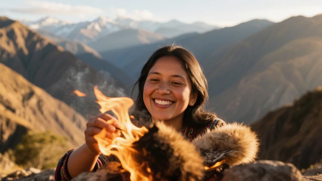 Persona alimentando llamas en Mountain View Experience con montañas de fondo