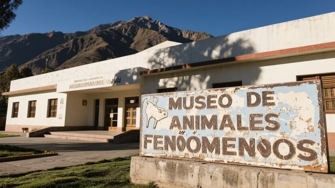 Fachada del Museo de Animales Fenómenos en Cusco con letrero llamativo