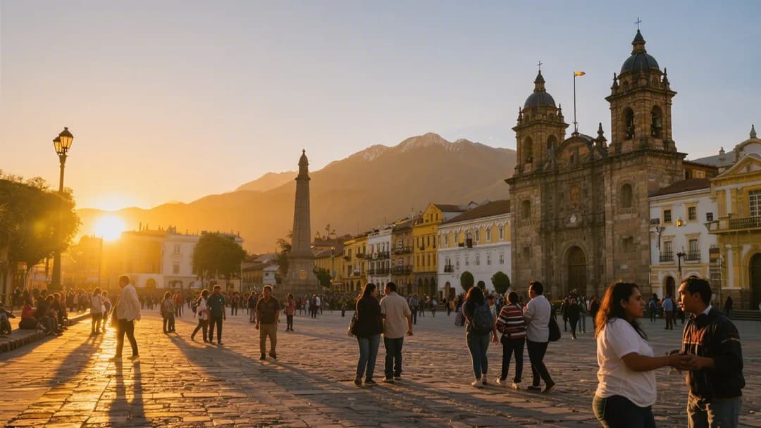 Vista panorámica de la Plaza de Armas de Cusco al atardecer